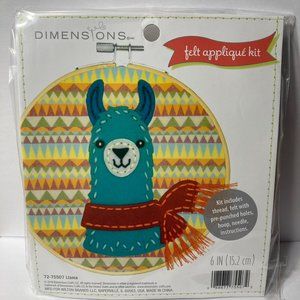 Dimensions Felt Applique Kit LLAMA Thread Felt Hoop Needle Instructions 6"